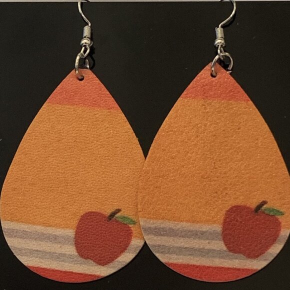 Teacher Earring, Pencil Earring, Apple Earring, Educator Earring, Gift Idea - Picture 1 of 6